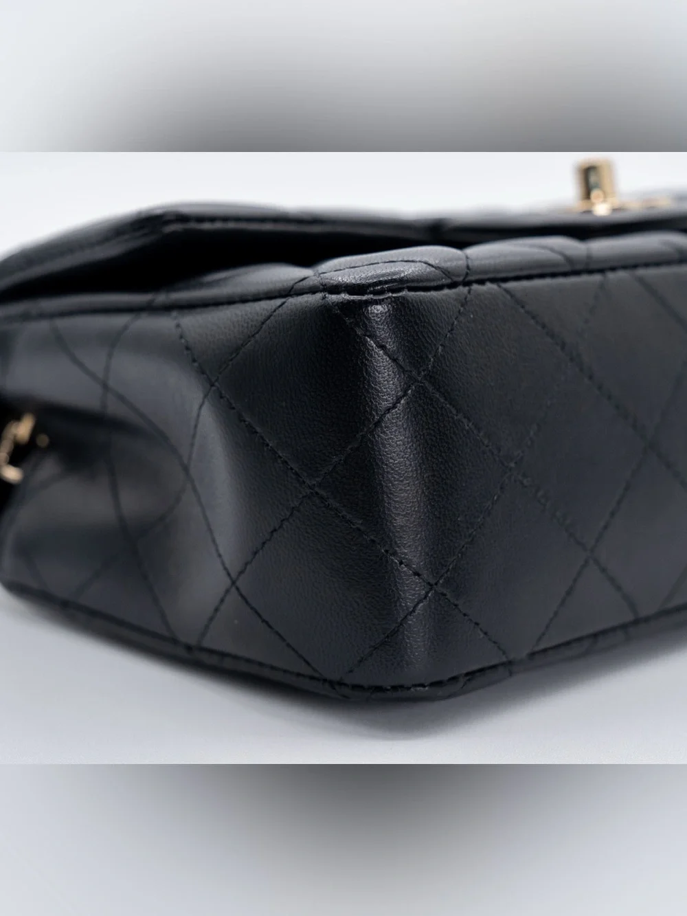 CHANEL Lambskin Quilted Mini Rectangular Flap Black